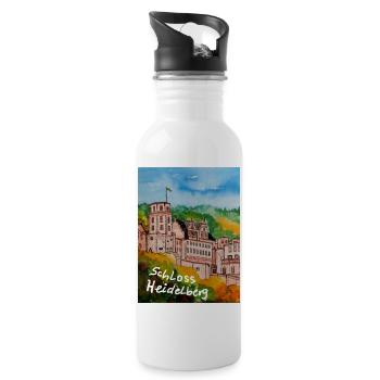 EG Urlaub I Heidelberg I Schloss I Aquarell - Trinkflasche mit integriertem Trinkhalm - Weiß - Rechts