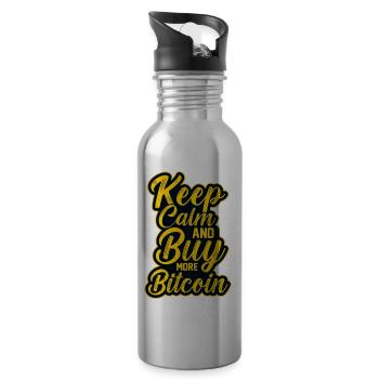 Ruhe bewahren und Bitcoin kaufen - Trinkflasche mit integriertem Trinkhalm - Lightsilver - Rechts