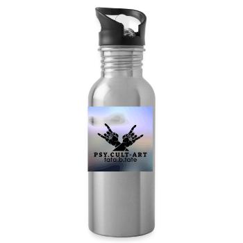 PSY.CULT-ART - Trinkflasche mit integriertem Trinkhalm - Lightsilver - Rechts
