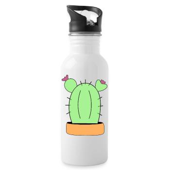 Cactus, cacti, succulents, plant - Water bottle with straw - white - Right