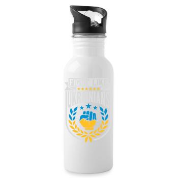 fight like ukrainians quote - Water bottle with straw - white - Right