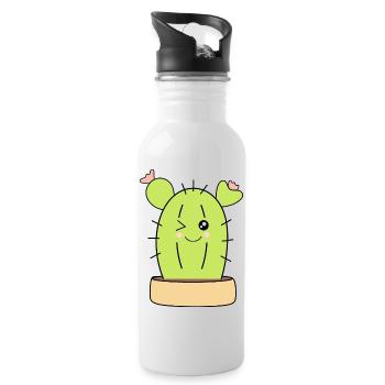  Kawaii Kaktus T-shirt Geschenk Weihnachten - Trinkflasche mit integriertem Trinkhalm - Weiß - Rechts