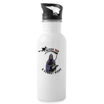 Halloween Tod wünscht gruselige Nacht - Trinkflasche mit integriertem Trinkhalm - Weiß - Rechts