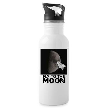 FLIEGEN SIE ZUM MOND - Trinkflasche mit integriertem Trinkhalm - Weiß - Rechts