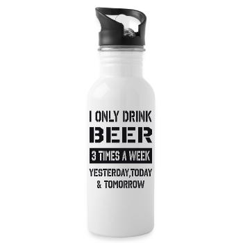 i only drink beer - Water bottle with straw - white - Right