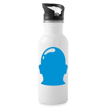 Symbol Bald Head Outline Silhouette - Water bottle with straw - white - Right