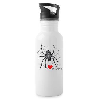 Spinne, Spinnennetz, Halloween - Trinkflasche mit integriertem Trinkhalm - Weiß - Rechts