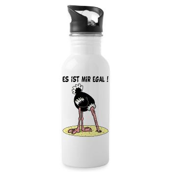 Es ist mir egal - Trinkflasche mit integriertem Trinkhalm - Weiß - Rechts