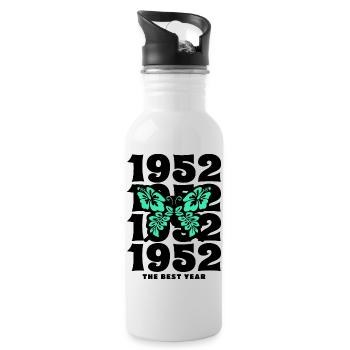 Groovy und Vintage 1952 70 Jahre Jubiläum - Trinkflasche mit integriertem Trinkhalm - Weiß - Rechts
