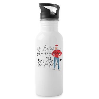 Erstes Weihnachten als Papa _ 1 - Trinkflasche mit integriertem Trinkhalm - Weiß - Rechts