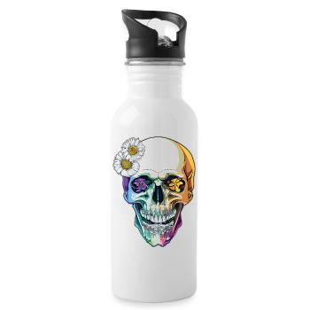 Hippie mexicain coloré Totenkop - Gourde avec paille intégrée - blanc - Droite