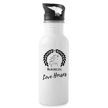 Love Horses - Trinkflasche mit integriertem Trinkhalm - Weiß - Rechts