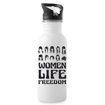 Cute Iranian Women - Women Life Freedom - Water bottle with straw - white - Right
