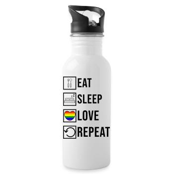 Lgbt Herz Regenbogen Lesbisch Liebe Gay Statement - Trinkflasche mit integriertem Trinkhalm - Weiß - Rechts
