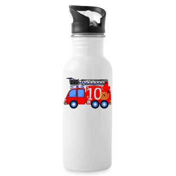 Fire engine 10 birthday children - Water bottle with straw - white - Right