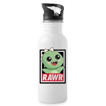 Rawr Dinosaurier - Trinkflasche mit integriertem Trinkhalm - Weiß - Rechts