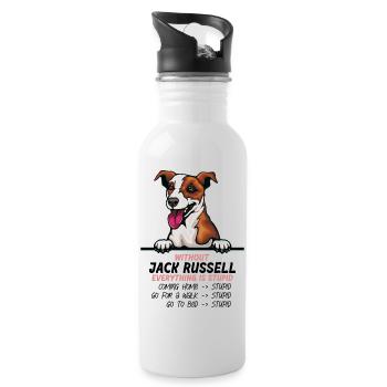 Ohne Jack Russell ist alles doof - Trinkflasche mit integriertem Trinkhalm - Weiß - Rechts