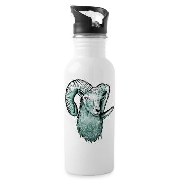 Widder Keltisch - Trinkflasche mit integriertem Trinkhalm - Weiß - Rechts