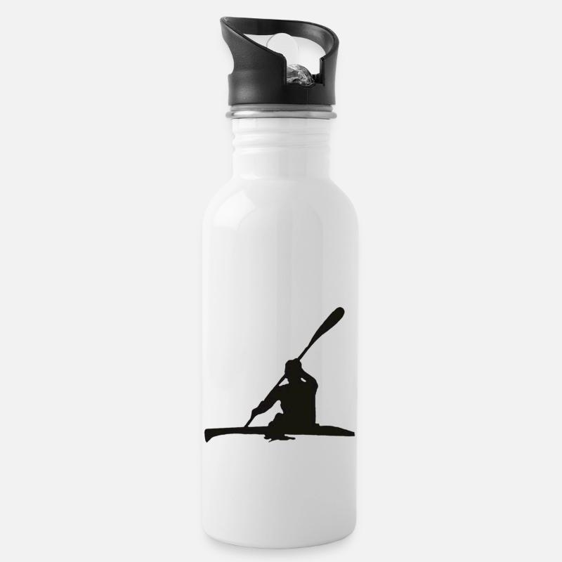Kajak schwarz - Trinkflasche mit integriertem Trinkhalm - Weiß