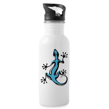 Blue Gecko - Water bottle with straw - white - Right