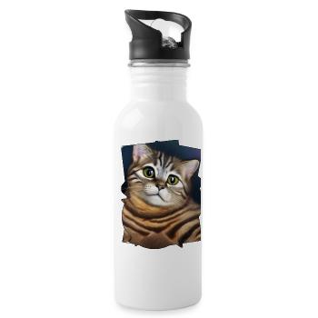 Süsse katze - Trinkflasche mit integriertem Trinkhalm - Weiß - Rechts