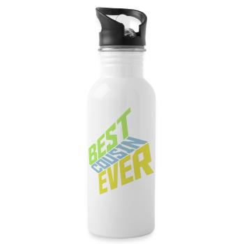 best cousin ever quote - Water bottle with straw - white - Right