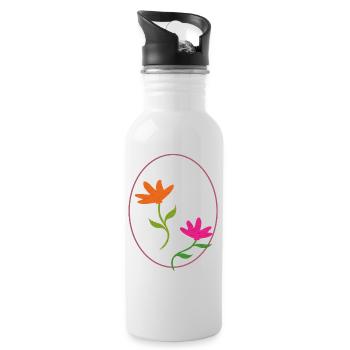 Œuf de Pâques à deux fleurs - Gourde avec paille intégrée - blanc - Droite