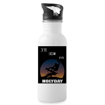 I will be on vacation - Water bottle with straw - white - Right