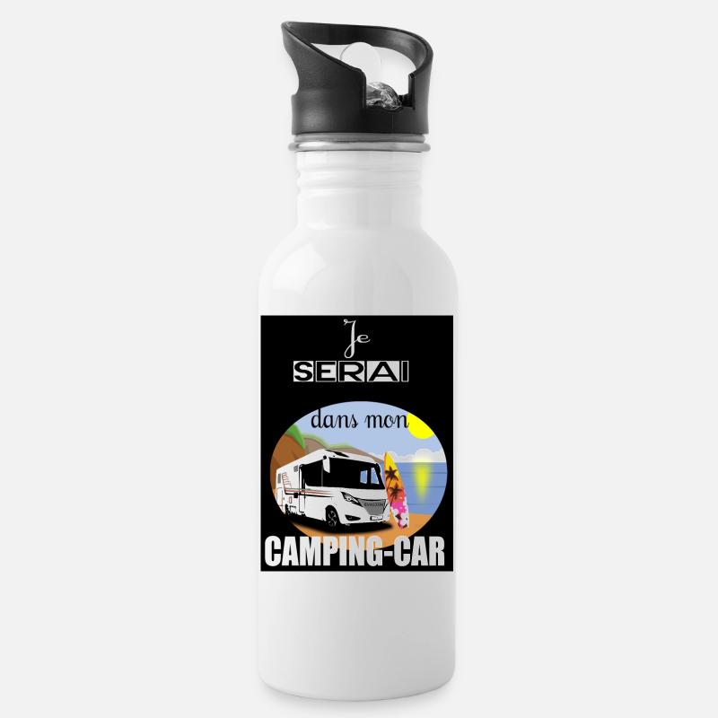 Wohnmobil in der Sonne - Trinkflasche mit integriertem Trinkhalm - Weiß