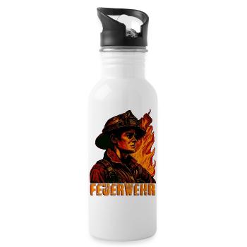 Feuerwehr / Feuerwehrmann - Trinkflasche mit integriertem Trinkhalm - Weiß - Rechts