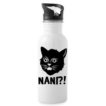 Manga Katze Anime Popkultur Zeichentrick Spruch - Trinkflasche mit integriertem Trinkhalm - Weiß - Rechts