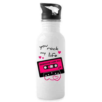 Love Mix Tape - Water bottle with straw - white - Right