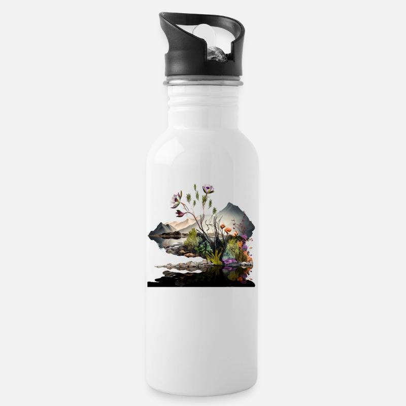 Natur - Trinkflasche mit integriertem Trinkhalm - Weiß