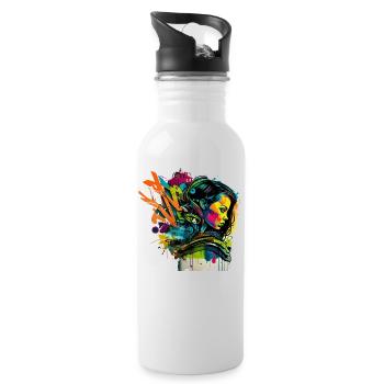 Urban art in graffiti style - Water bottle with straw - white - Right