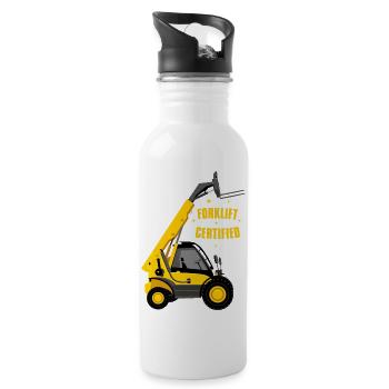 Gabelstapler-zertifiziert - Trinkflasche mit integriertem Trinkhalm - Weiß - Rechts