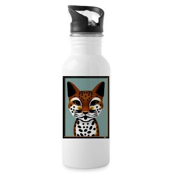 Belle peinture ocelot - Gourde avec paille intégrée - blanc - Droite