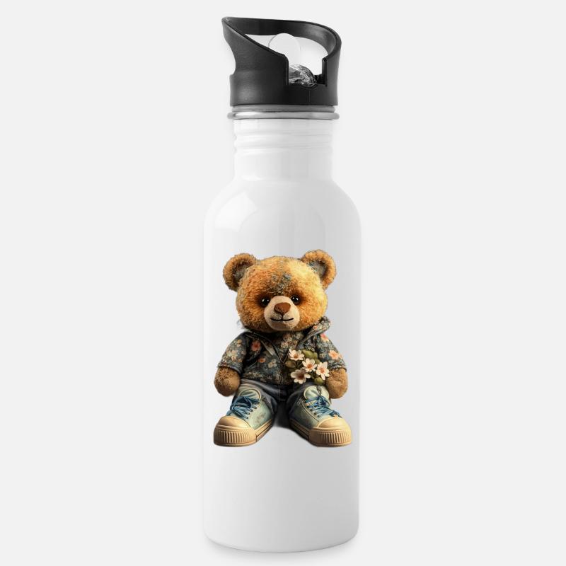 Cadeau Bear Half Man - Gourde avec paille intégrée - blanc