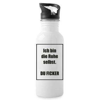 Ich bin die Ruhe selbst - Trinkflasche mit integriertem Trinkhalm - Weiß - Rechts