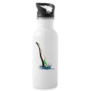 Kopfsprung Frau - Trinkflasche mit integriertem Trinkhalm - Weiß - Rechts