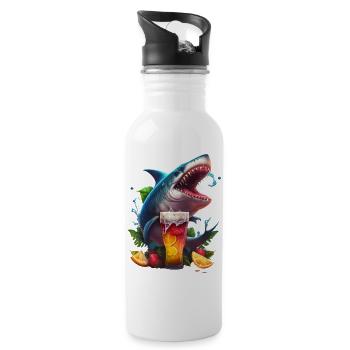 Requin amateur de bière - Gourde avec paille intégrée - blanc - Droite