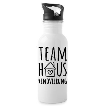 Haus renovieren - Team Haus Renovierung - Trinkflasche mit integriertem Trinkhalm - Weiß - Rechts