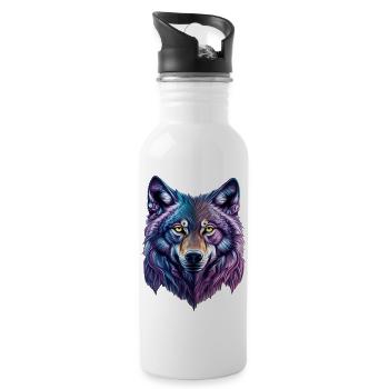 Wolf Splash - Trinkflasche mit integriertem Trinkhalm - Weiß - Rechts