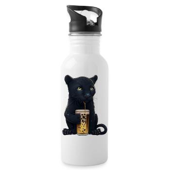 Black Panther drinks a glass of beer - Water bottle with straw - white - Right