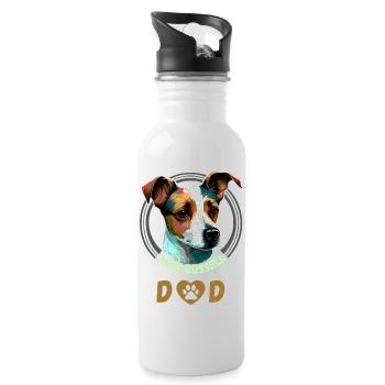 Jack Russell Dad - Trinkflasche mit integriertem Trinkhalm - Weiß - Rechts
