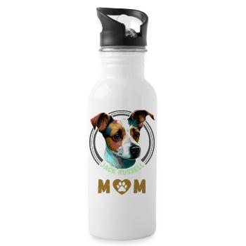 Jack Russell Mom - Trinkflasche mit integriertem Trinkhalm - Weiß - Rechts