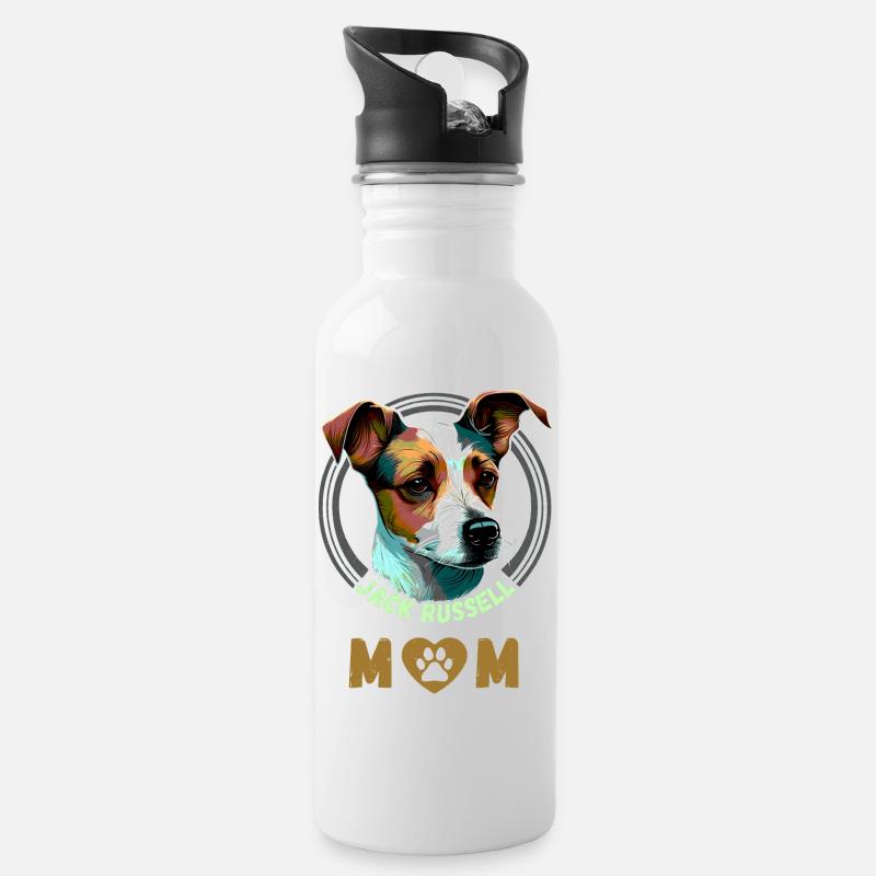 Jack Russell Mom - Water bottle with straw - white