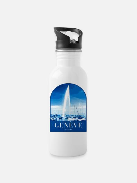 Geneva JetdEau Harbour Motif - Water bottle with straw - white