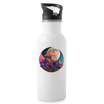 Gelassenheit in der Natur - Trinkflasche mit integriertem Trinkhalm - Weiß - Rechts