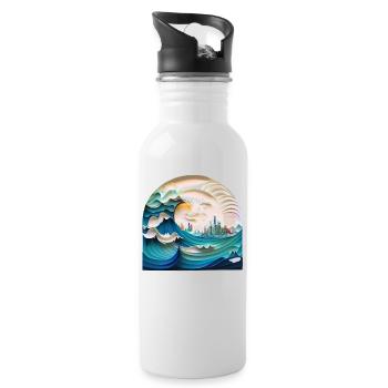Roar of the Ocean - Water bottle with straw - white - Right