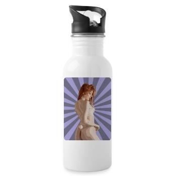 Sexy T-Shirt Redhead Girl Woman Pinup Comic Pop - Gourde avec paille intégrée - blanc - Droite
